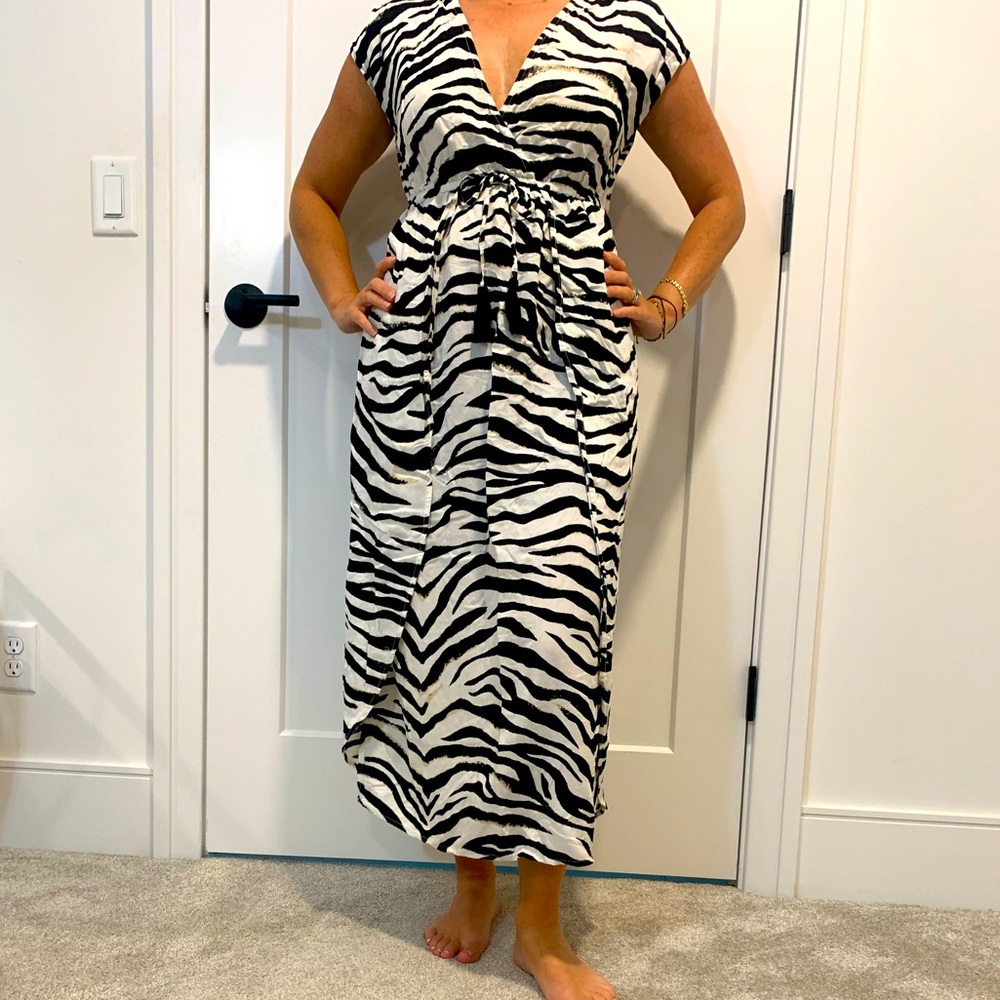 Blue Island Zebra Print Maxi Dress
